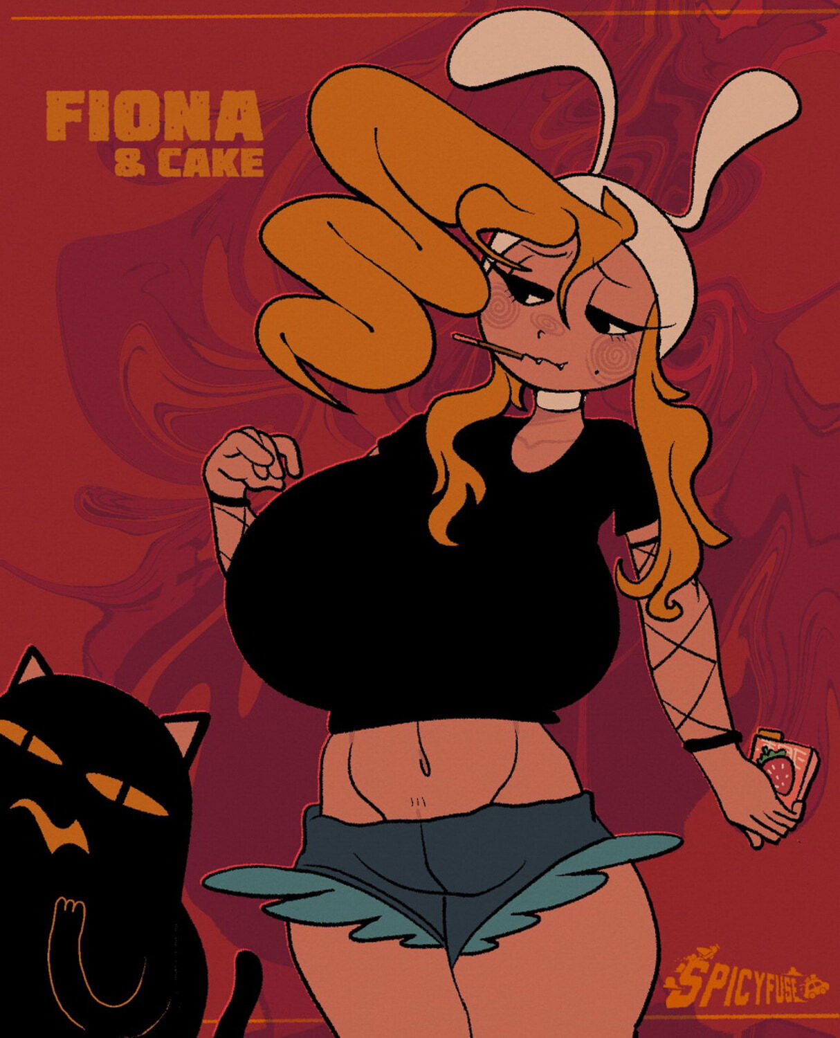 Cake The Cat and Fionna The Human Girl Blonde Curvy Busty