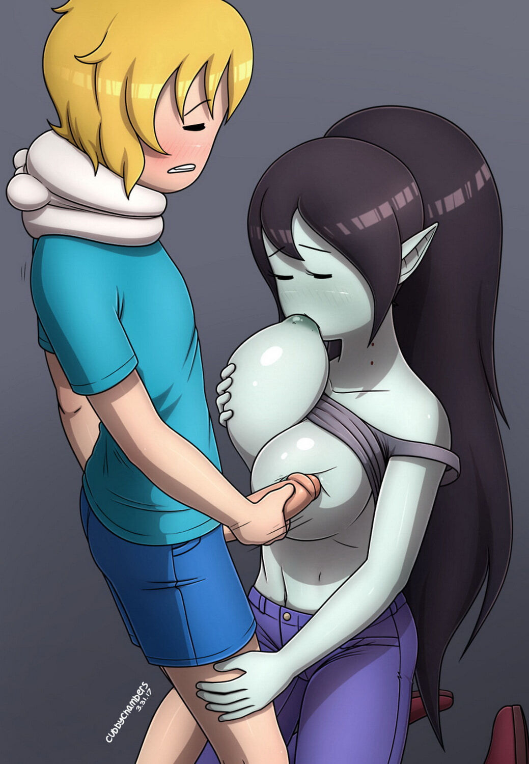 Finn The Human and Marceline Nipples Penis Tits Blonde