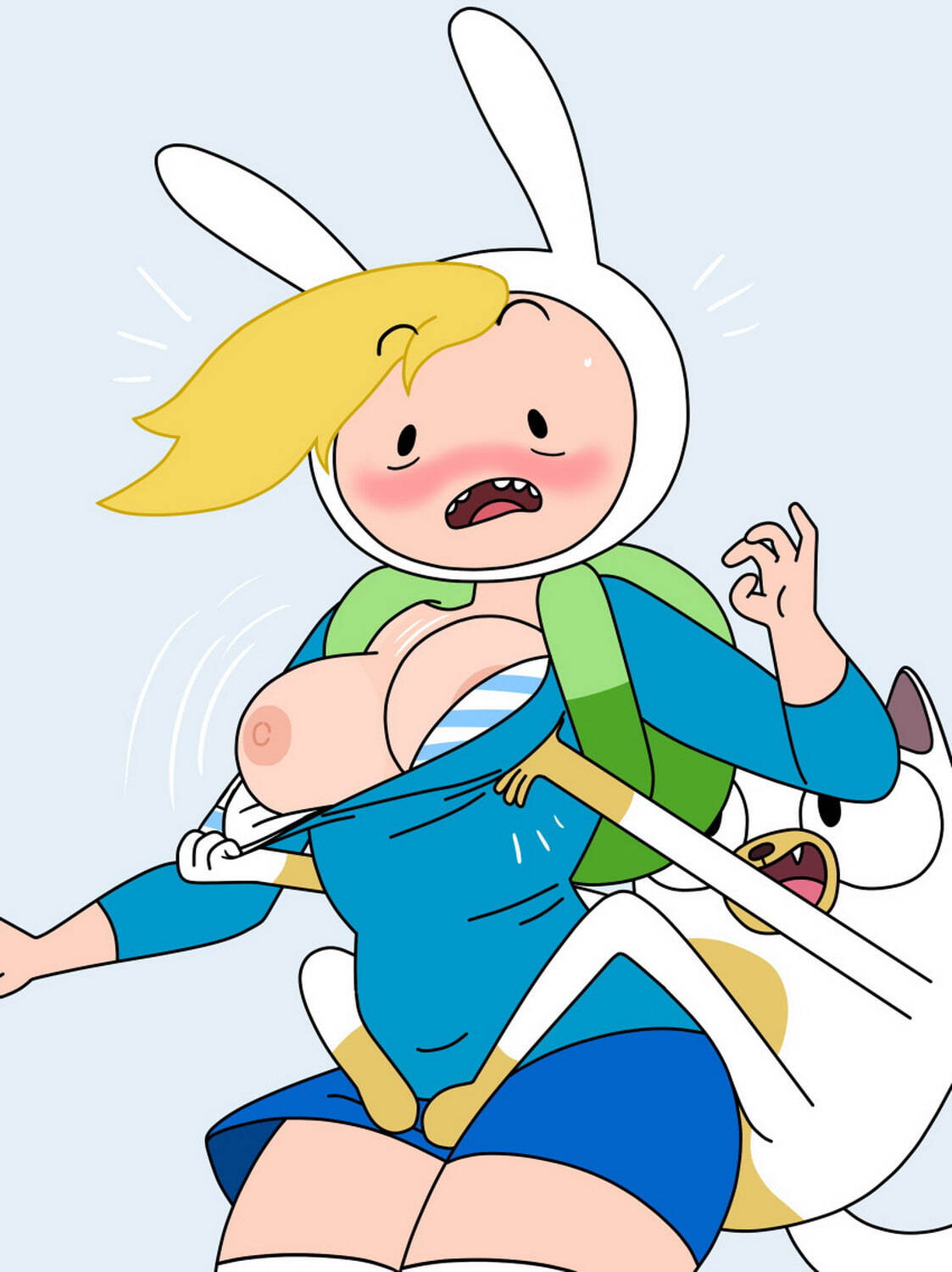 Fionna The Human Girl and Cake The Cat Female Only Nipples Blonde