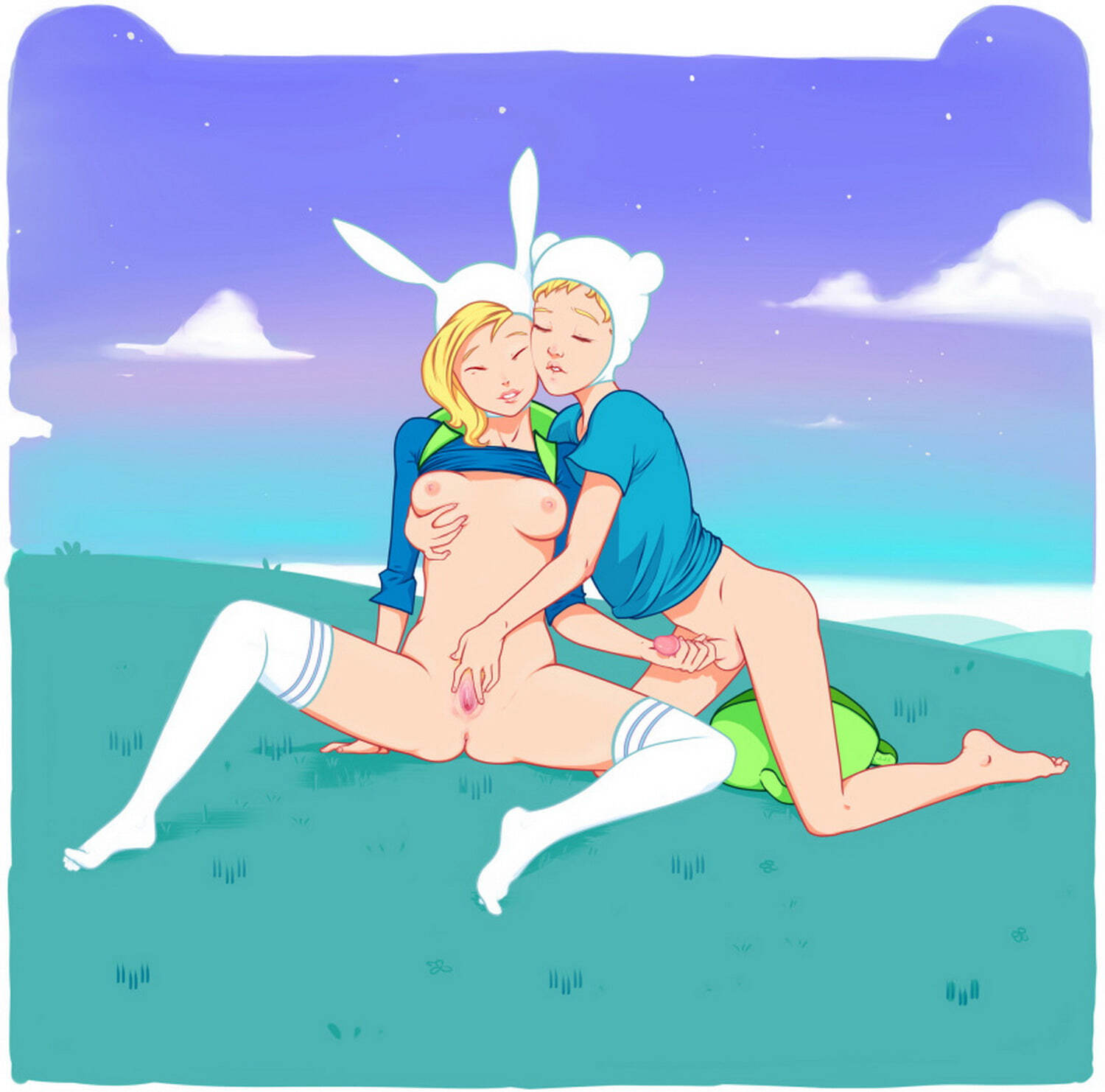 Fionna The Human Girl and Finn The Human Pubic Hair Penis Nipples