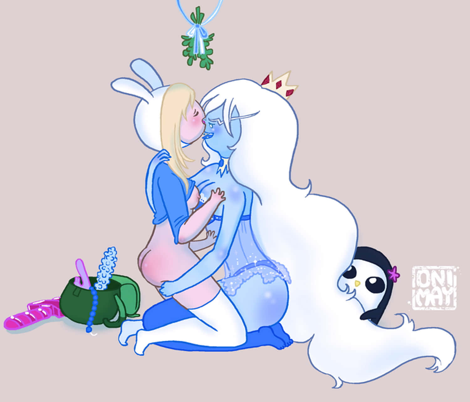 Fionna The Human Girl and Ice Queen Blonde Yuri Tits