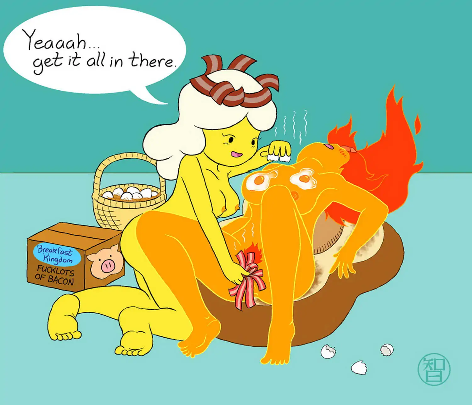 Flame Princess and Breakfast Princess Pubic Hair Female Only Yuri