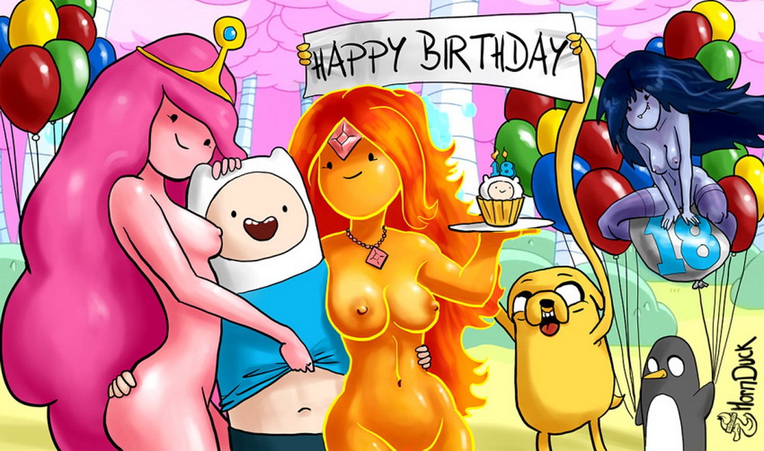 Flame Princess and Princess Bubblegum Tits Naked Topless