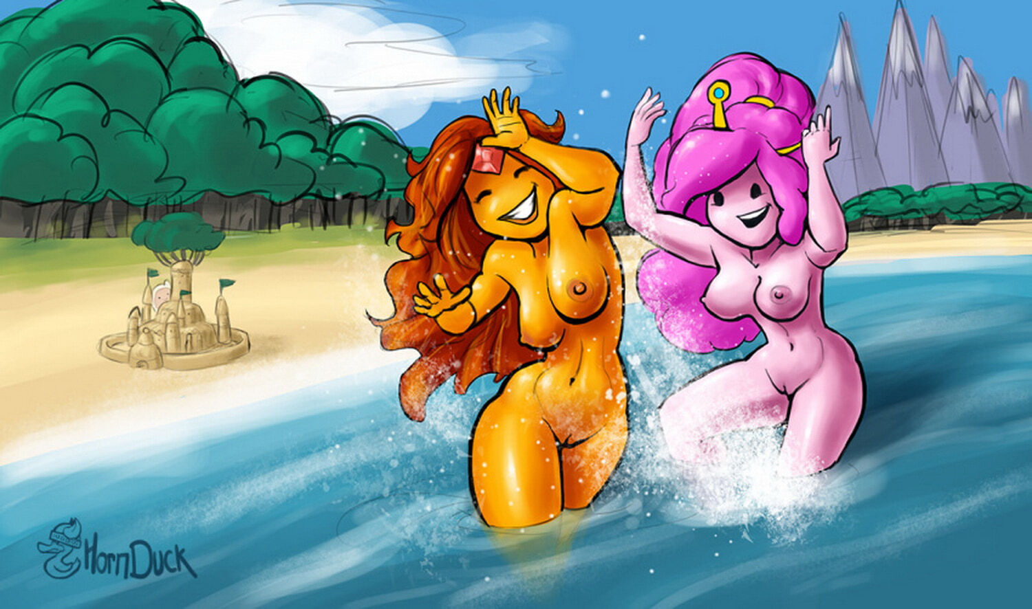 Flame Princess and Princess Bubblegum Tits Nude Naked