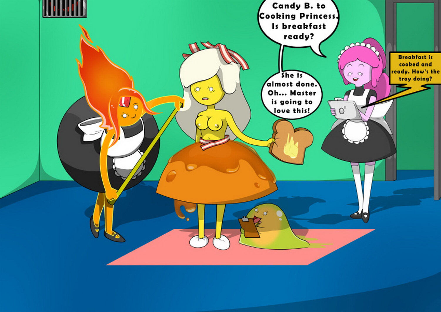 Flame Princess and Princess Bubblegum Topless Female Topless