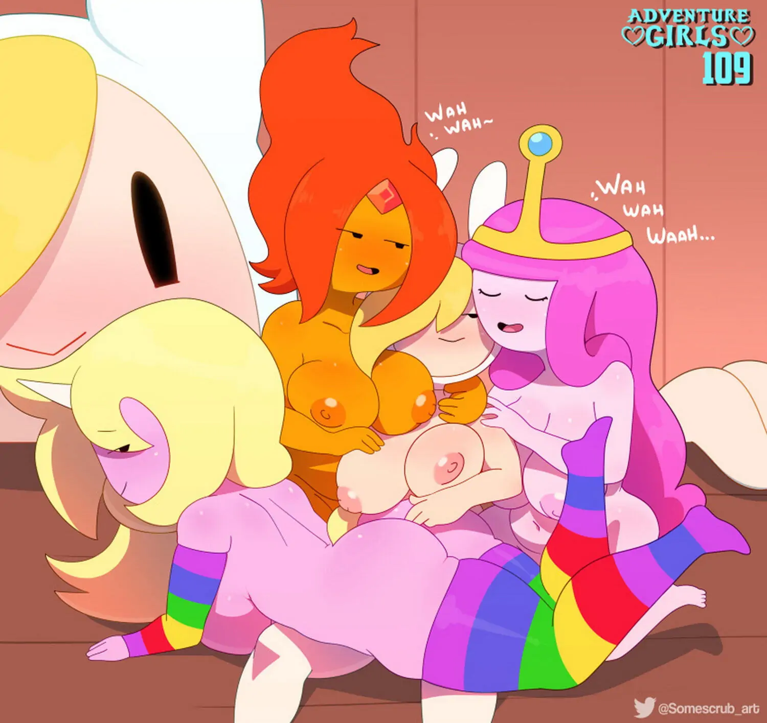 Lady Rainicorn and Fionna The Human Girl Big Breast Group Sex