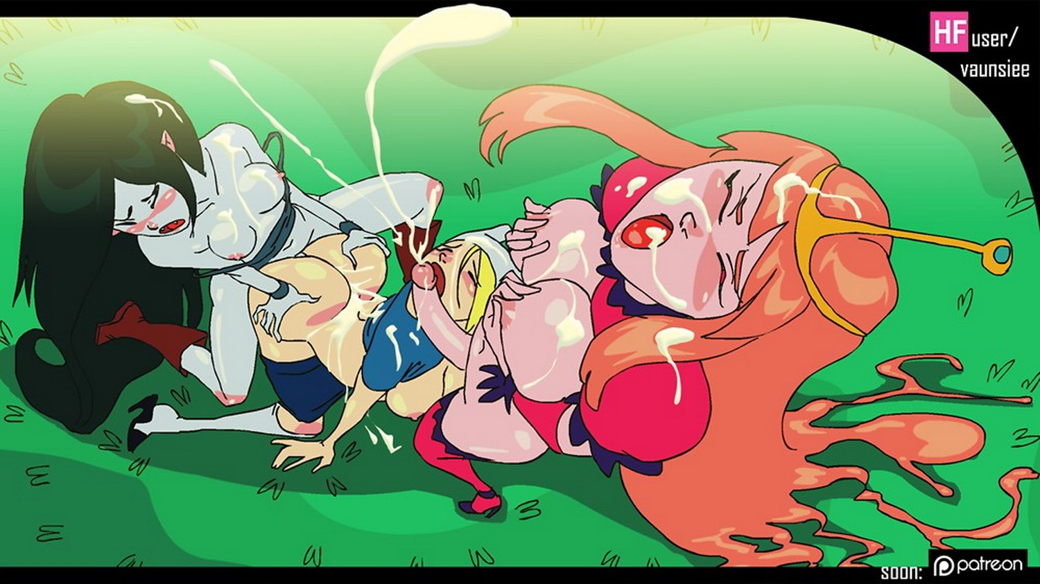 Marceline and Fionna The Human Girl Intersex Cum On Back Cum