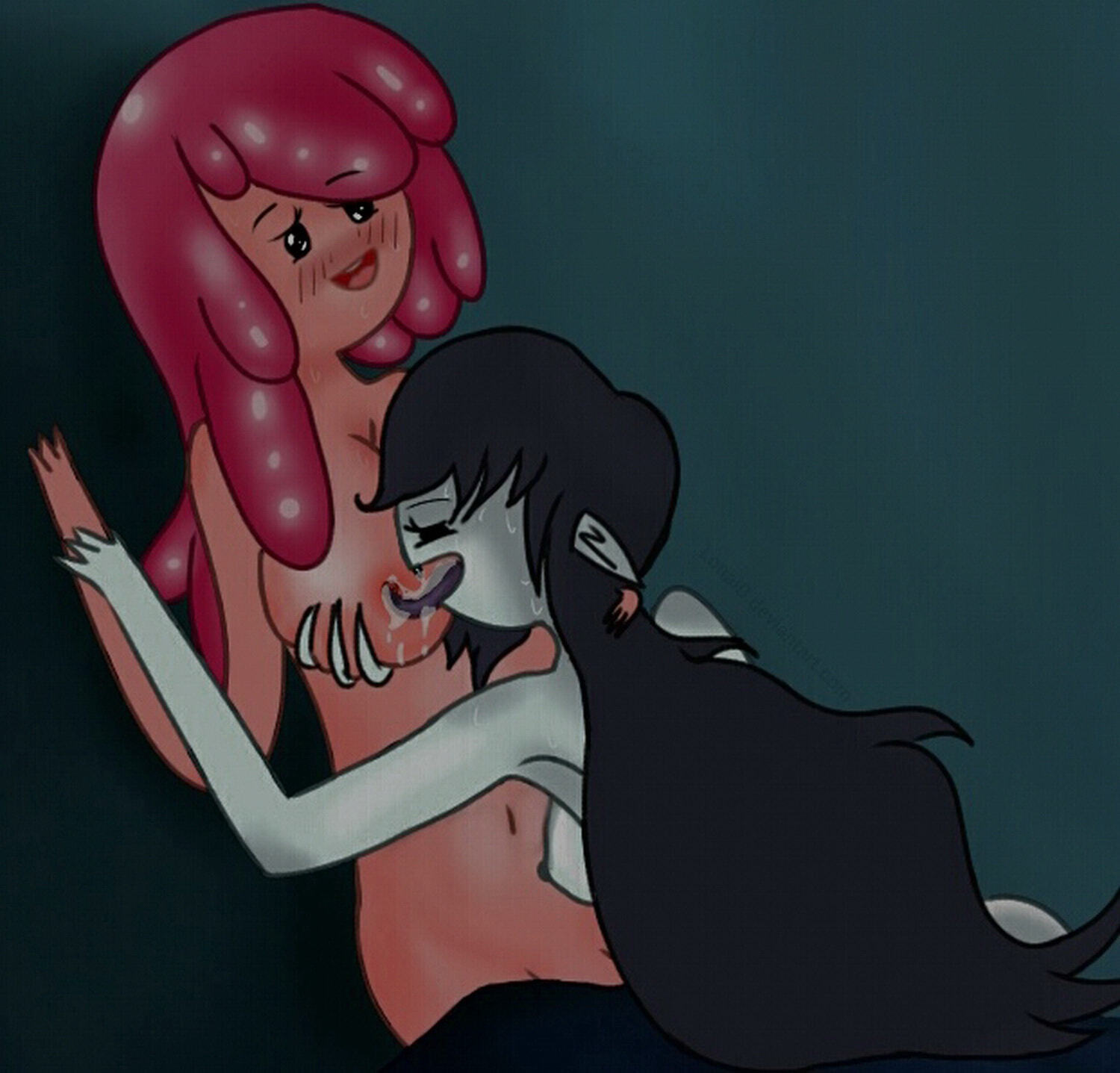 Marceline and Princess Bubblegum Nipples Licking Yuri Tits