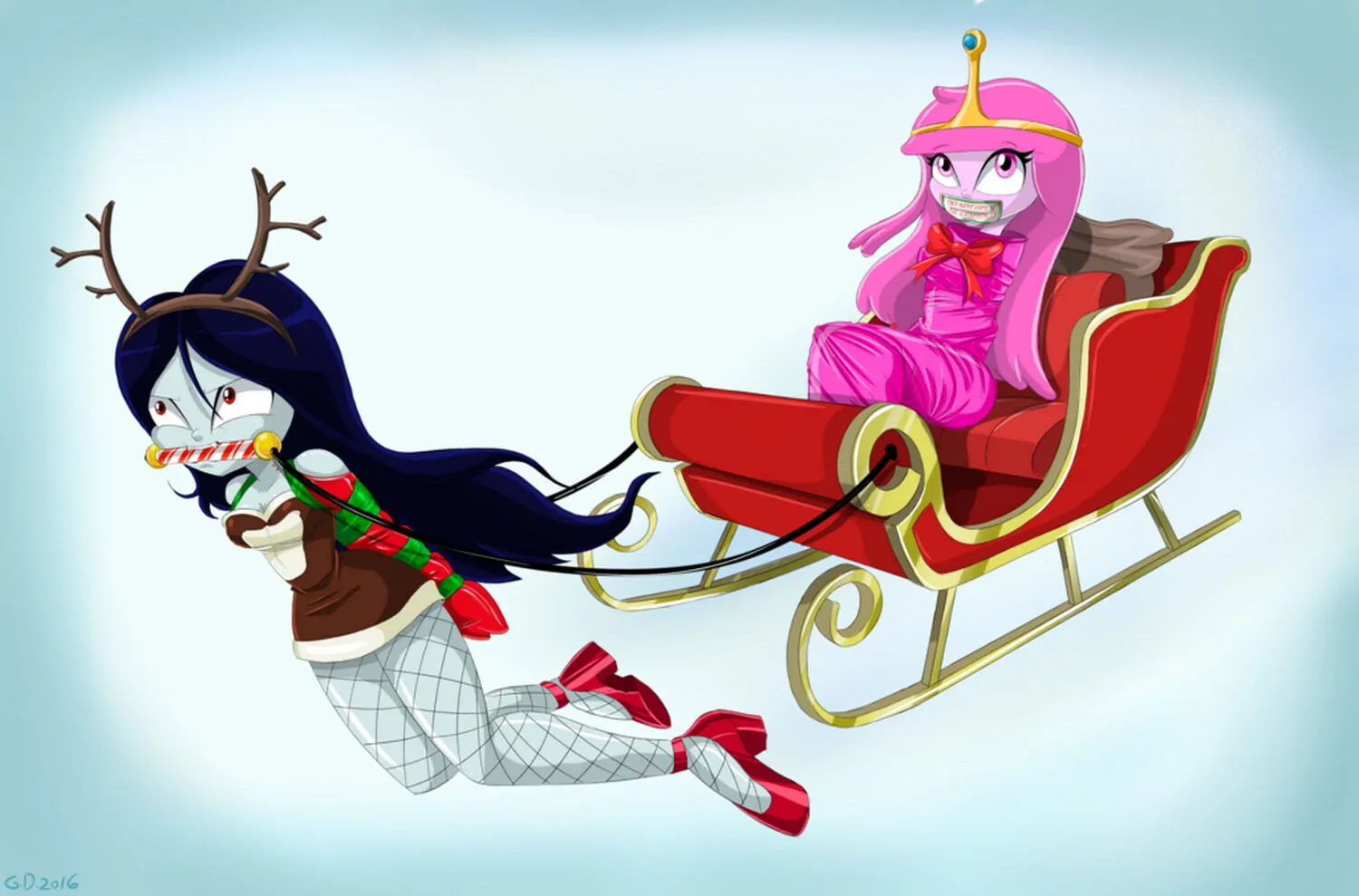 Marceline and Princess Bubblegum Submissive Female Bondage Tape Gag