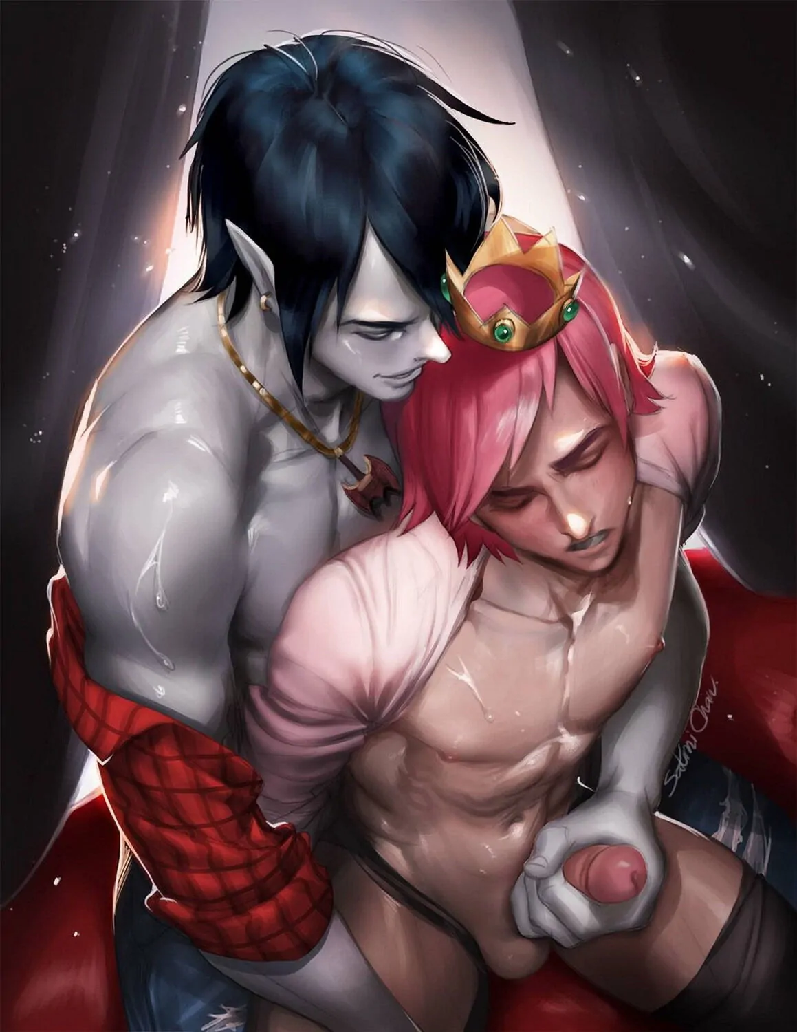 Marshall Lee and Prince Gumball Male Nipples Gay Penis Handjob