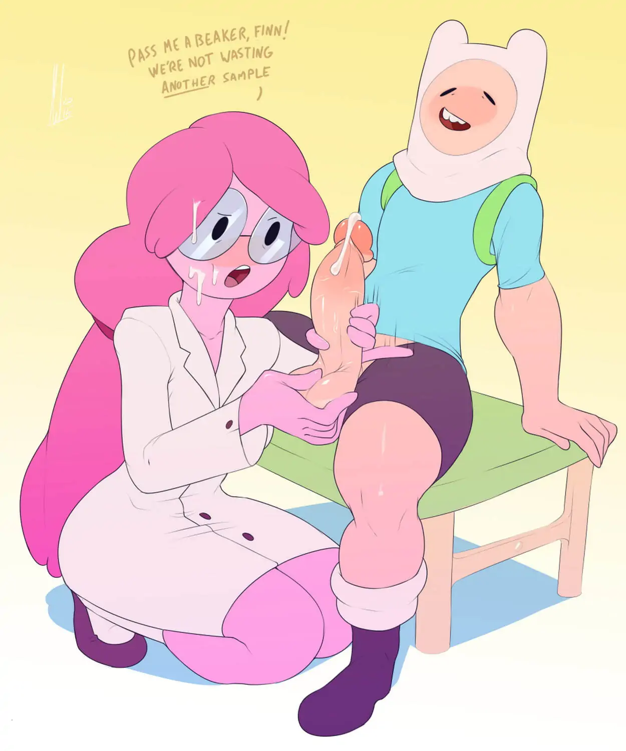Princess Bubblegum and Finn The Human Facial Cum Penis Handjob