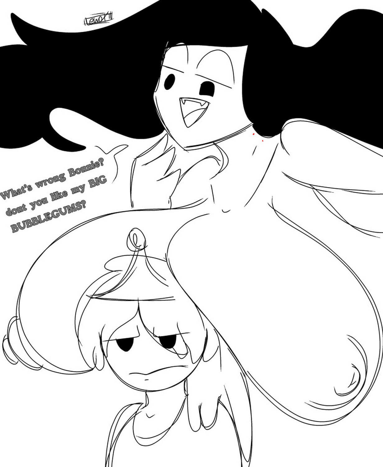 Princess Bubblegum and Marceline Princess Yuri Puffy Nipples