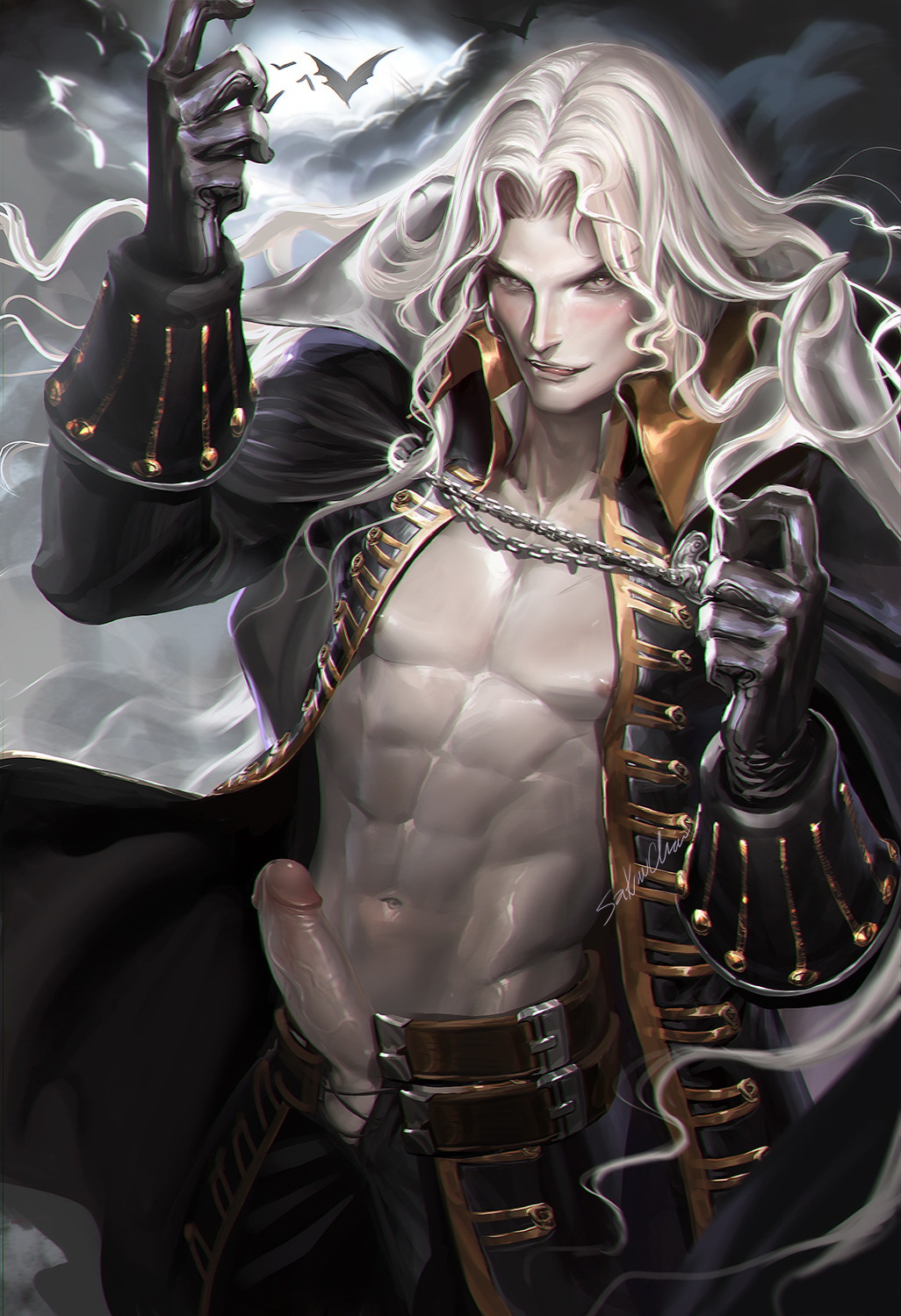 Alucard Penis Solo Male Licking Lips Blonde