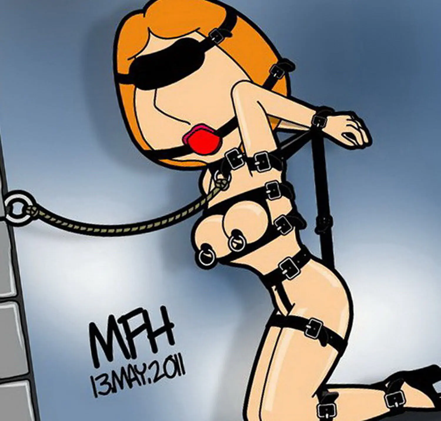 Lois Griffin Gagged Nipple Piercing Busty Tits Female Only Solo