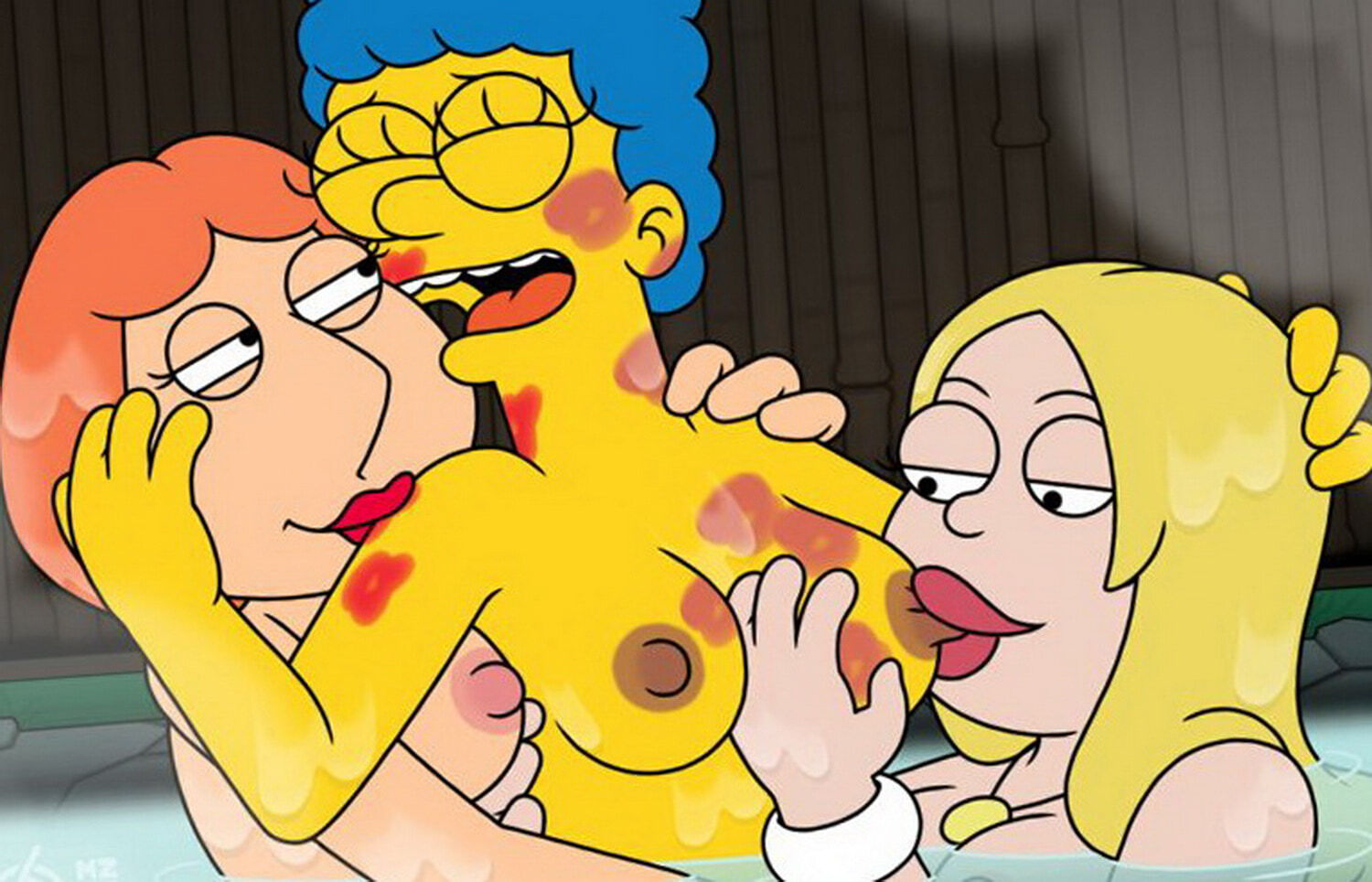 Marge Simpson Milf Threesome Exposed Nipples Sucking Nipples Topless