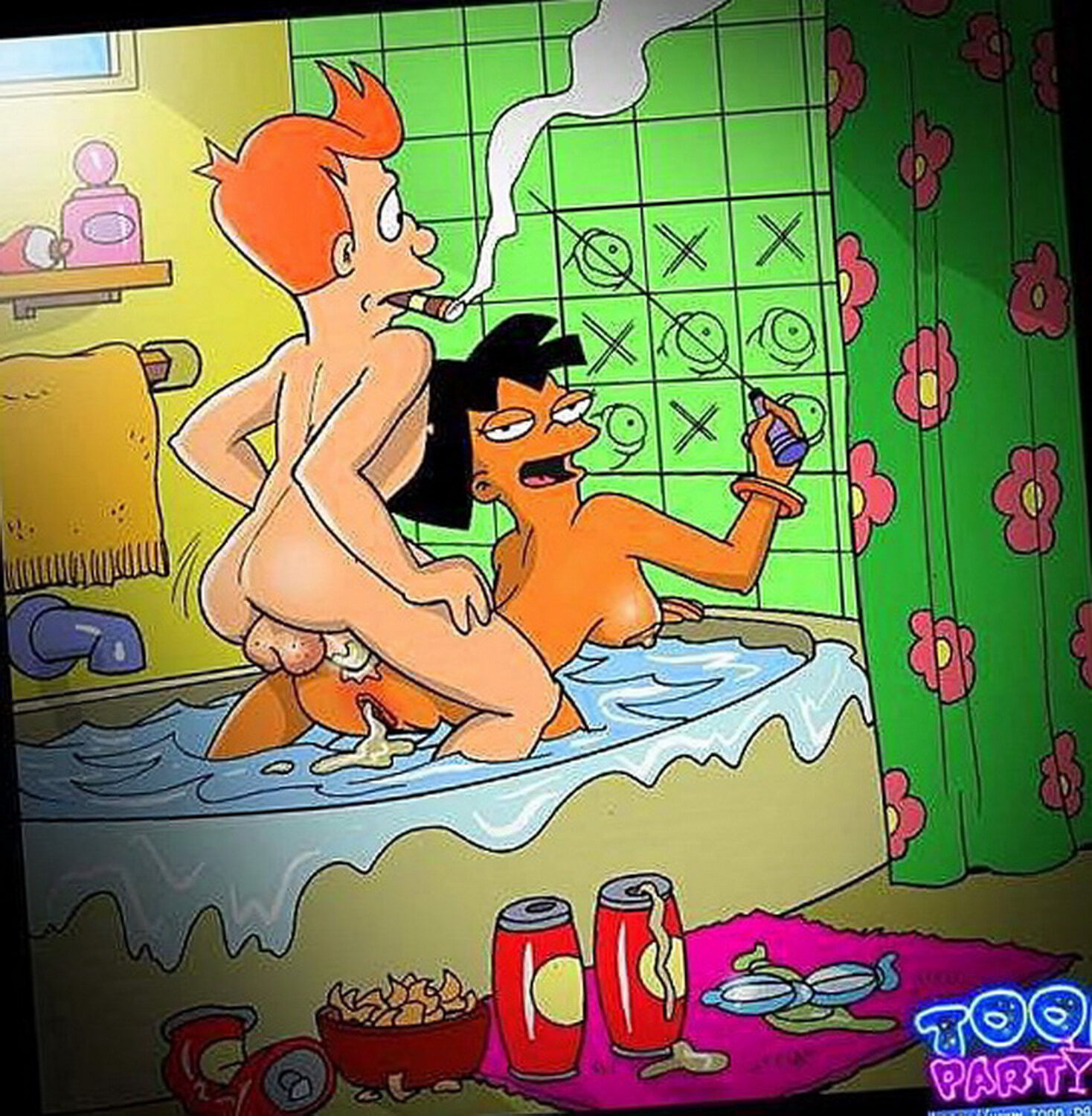 Amy Wong and Philip J Fry Interracial Pubic Hair Sex