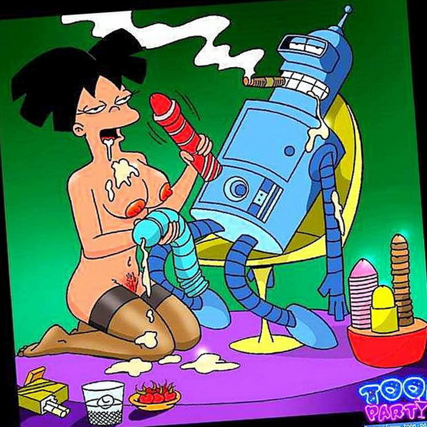 Bender Bending Rodriguez and Amy Wong Tits Hot