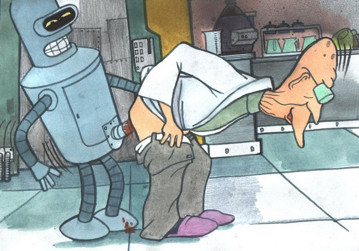 Bender Bending Rodriguez and Hubert J Farnsworth Hentai XXX