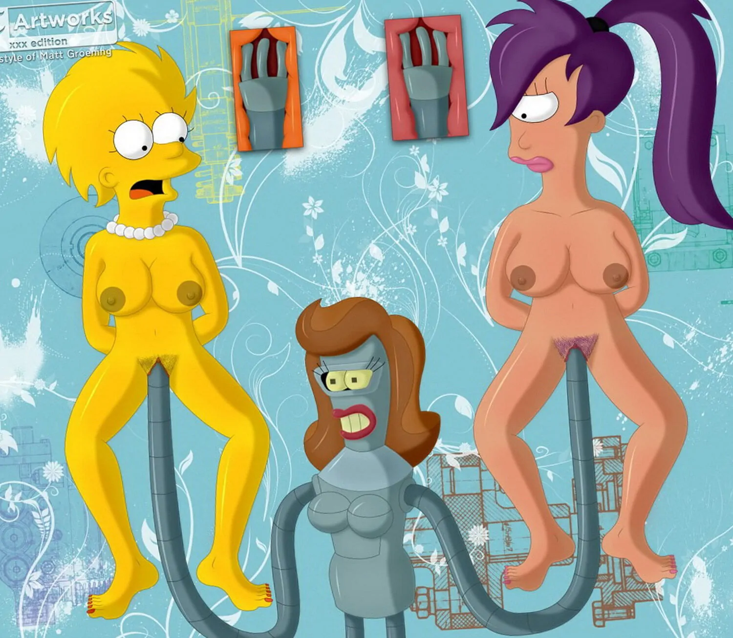 Lisa Simpson and Turanga Leela Pussy Tits Clit