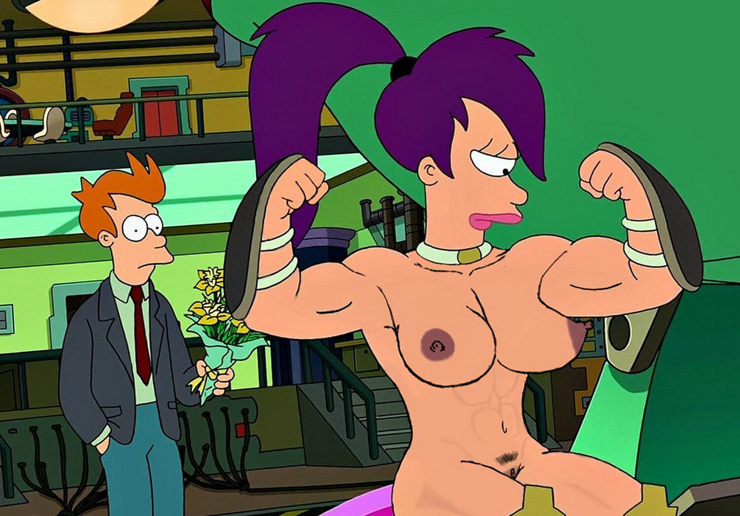 Philip J Fry and Turanga Leela Clit Erect Clit Pubic Hair Nude