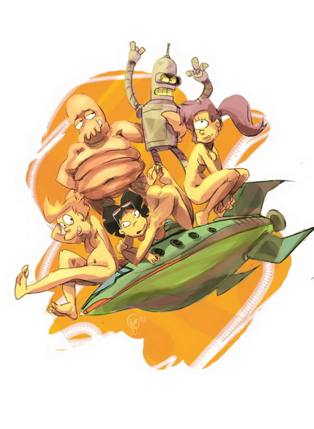 Philip J Fry and Zoidberg Tits