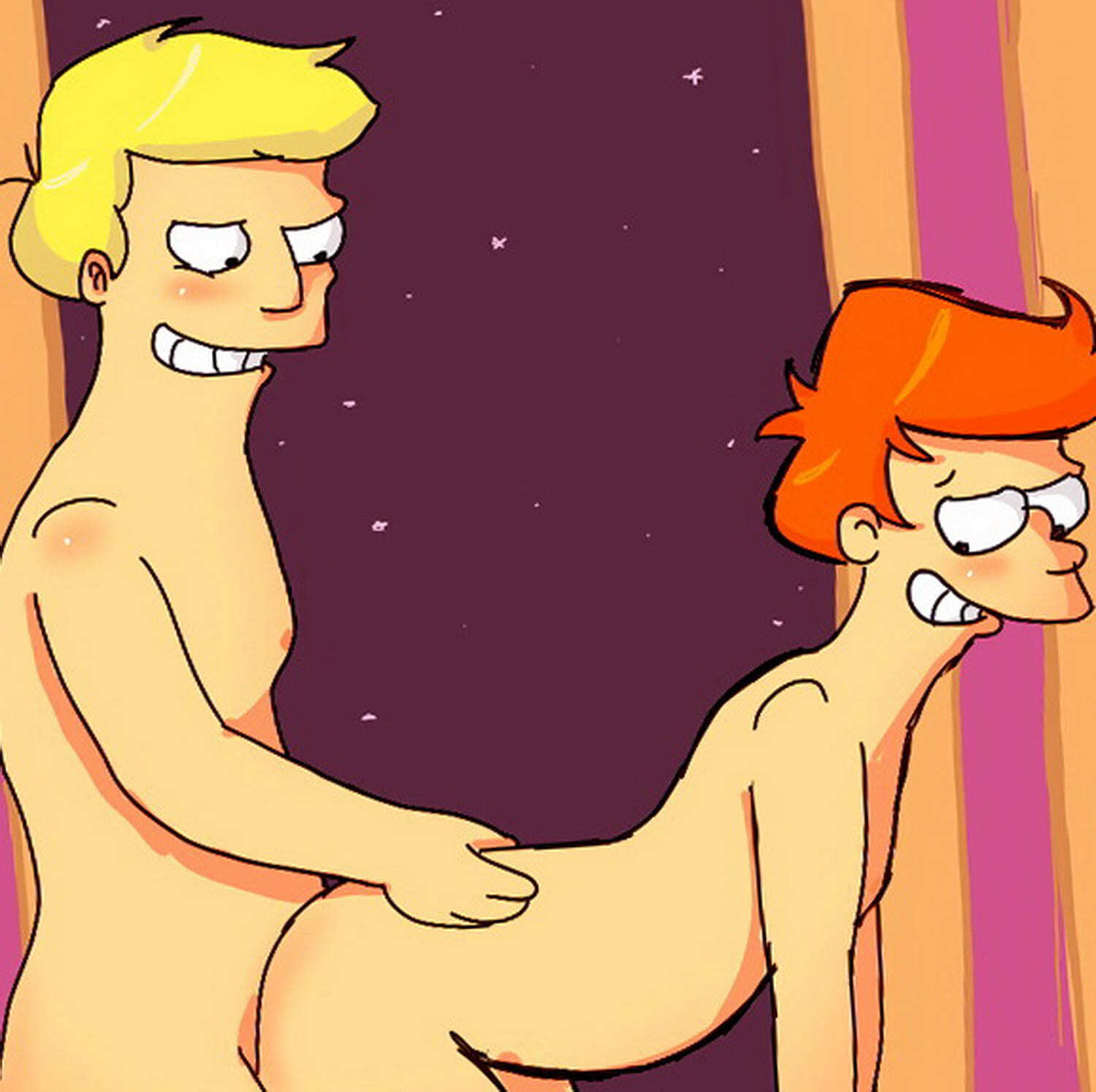 Zapp Brannigan and Philip J Fry Nude Blonde Doggy Style