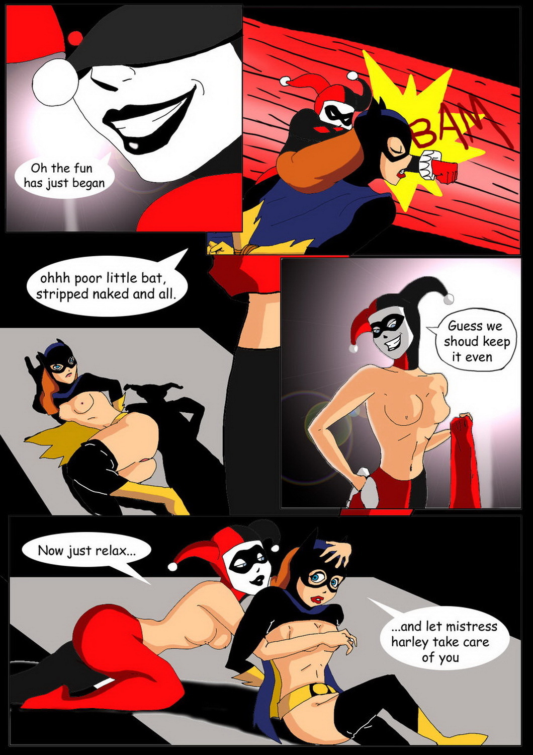 Batgirl and Harley Quinn Bondage Yuri Female Only