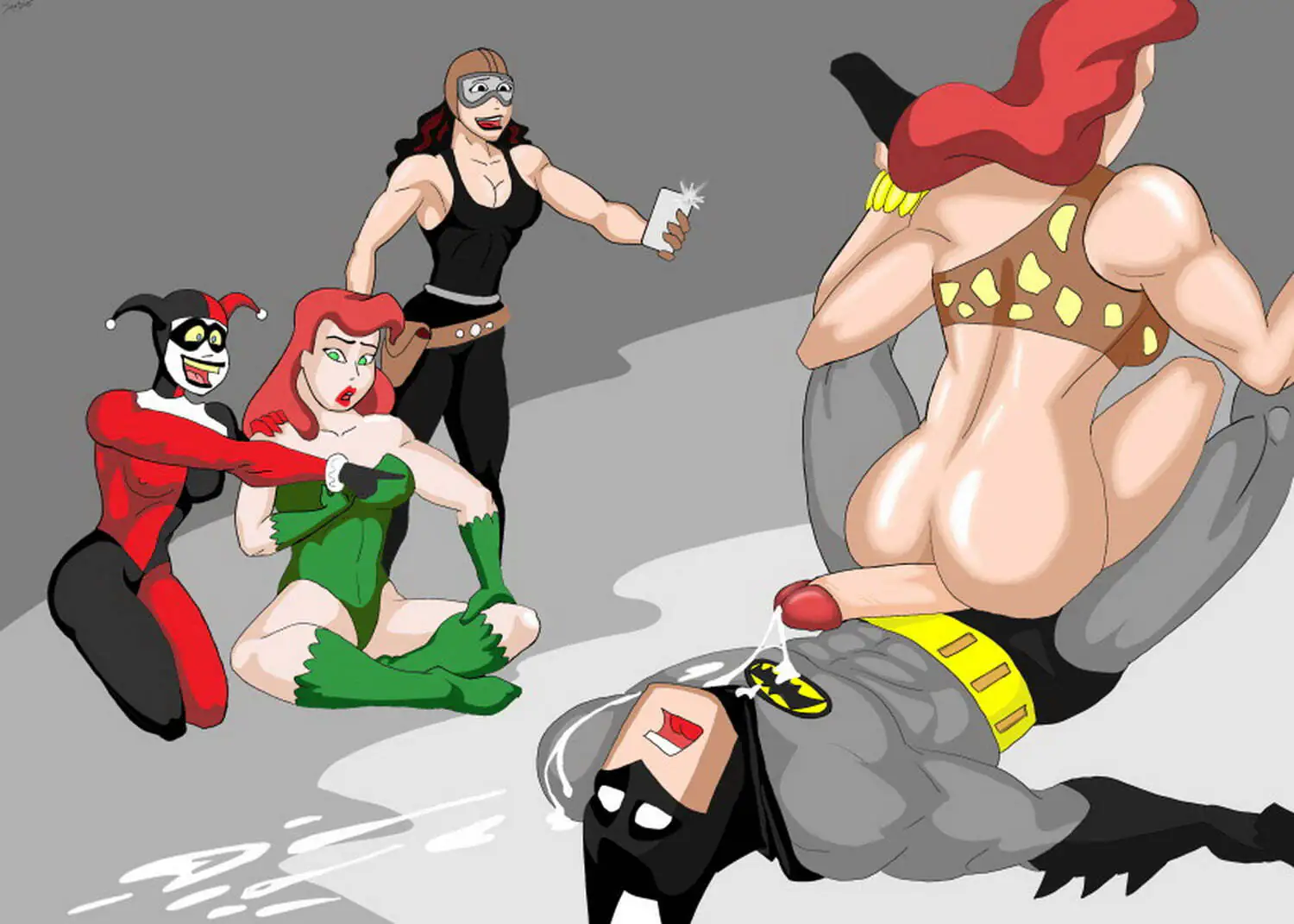 Batman and Harley Quinn Femdom Superheroine Cum Muscle