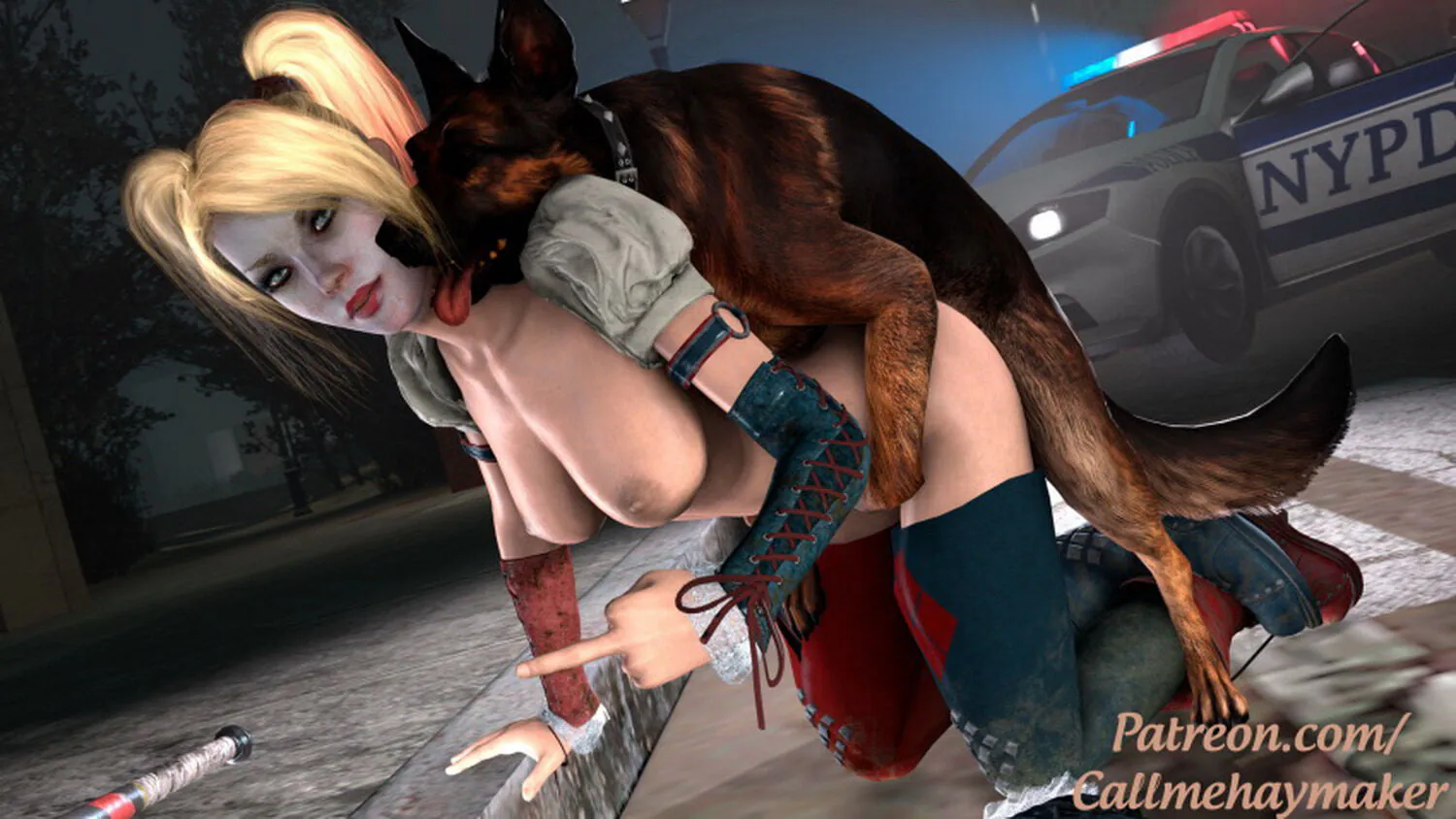 Batman and Harley Quinn Zoo Doggy Style