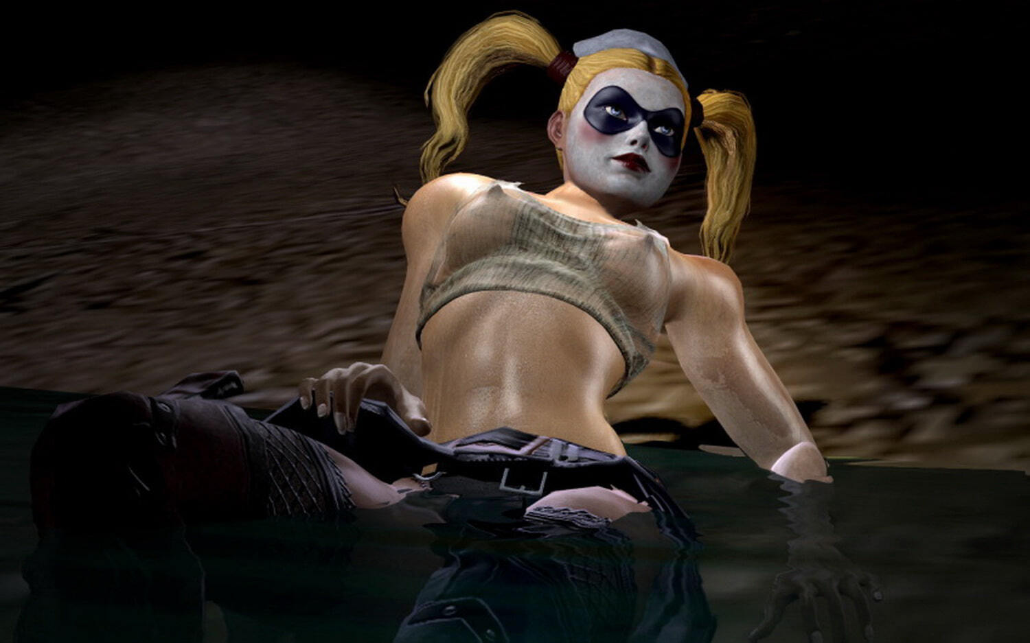 Harleen Quinzel and Harley Quinn Blonde Female Only Wet Clothes Solo