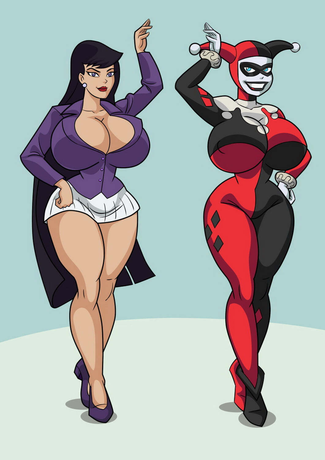 Harleen Quinzel and Harley Quinn Curvy Big Breast Tits