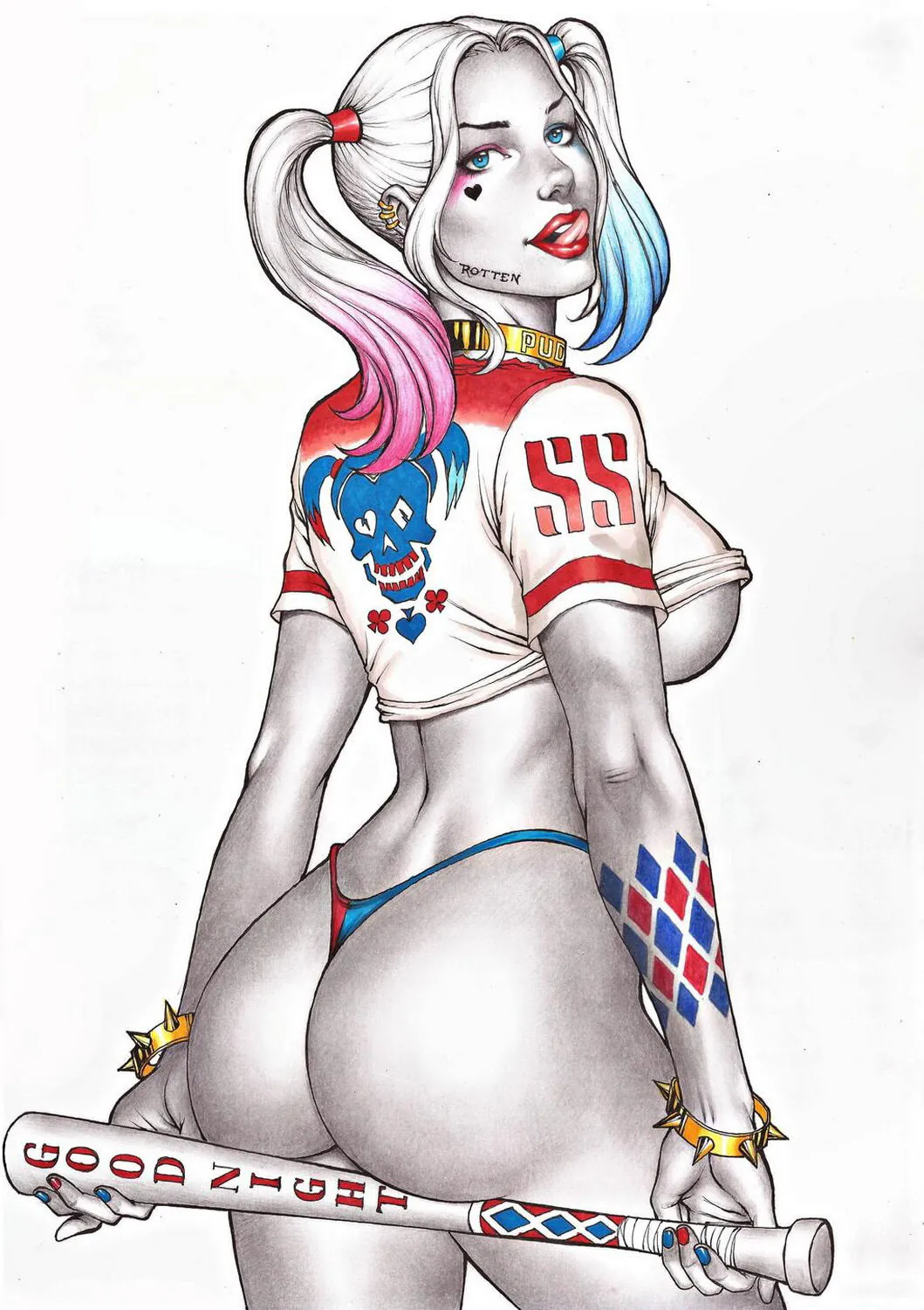 Harleen Quinzel and Harley Quinn Licking Lips Dat Ass Panties Solo