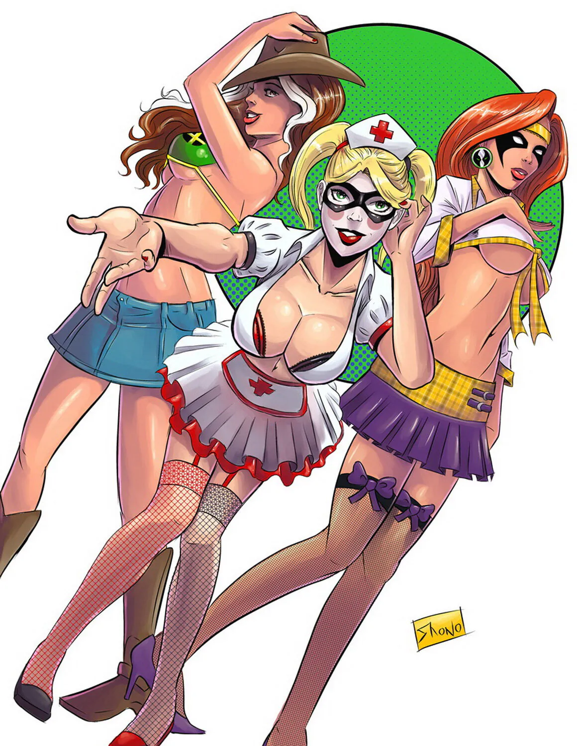 Harley Quinn and Angela Stockings Tits Busty Blonde