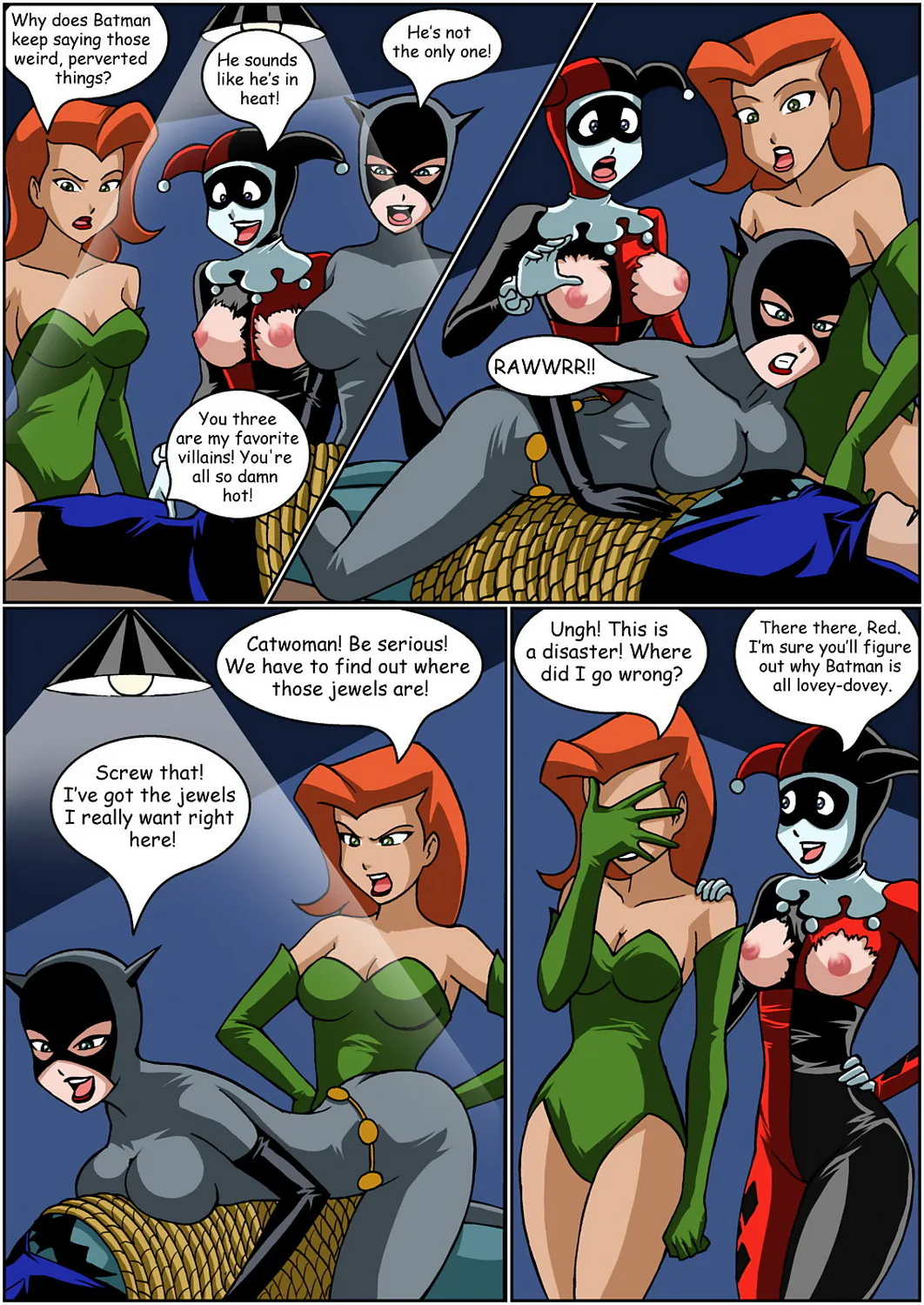 Harley Quinn and Catwoman Bondage Tits Nipples Femdom