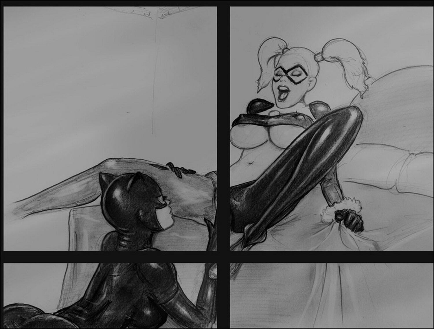 Harley Quinn and Catwoman Female Only Yuri Horny