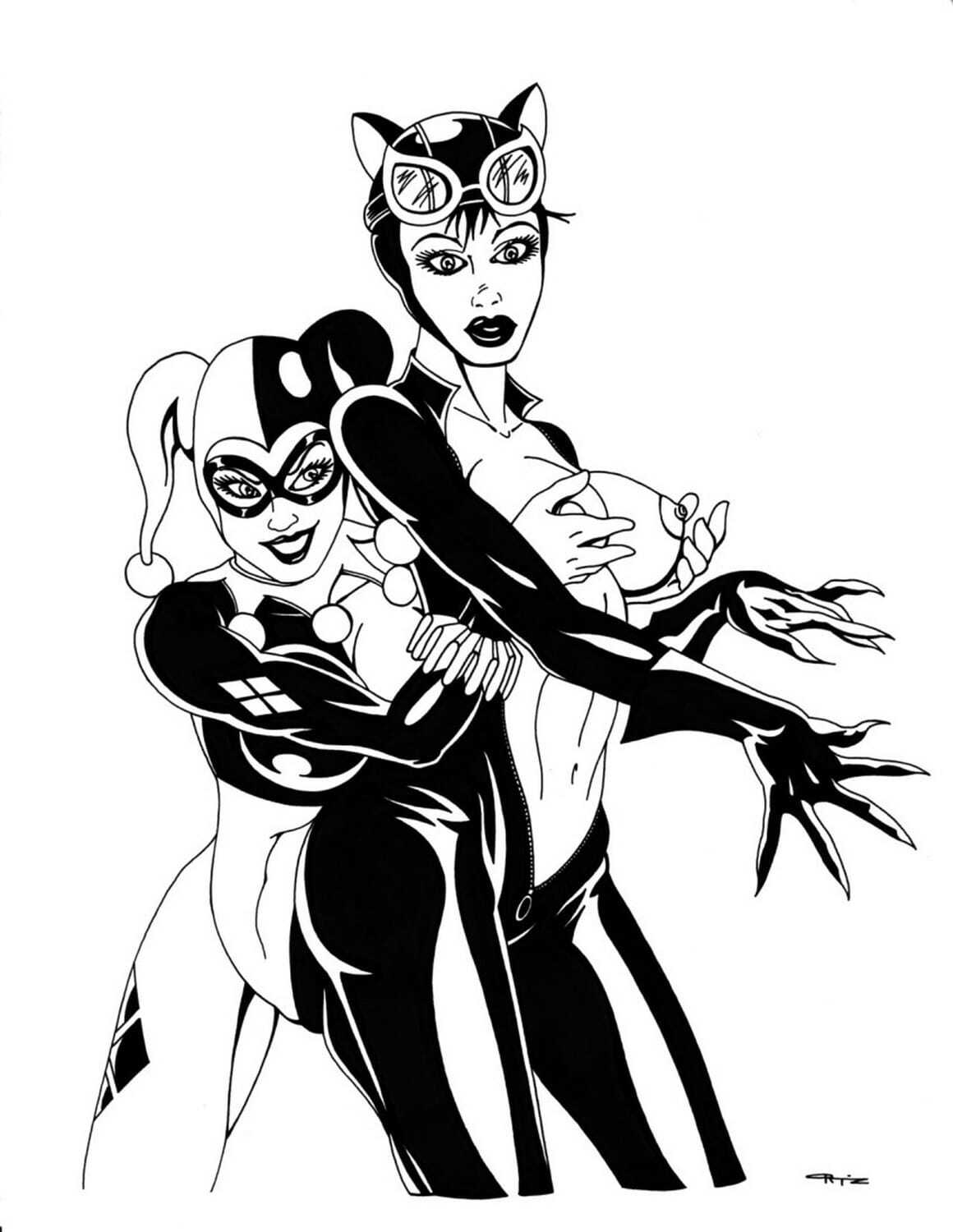 Harley Quinn and Catwoman Yuri Female Only Cute