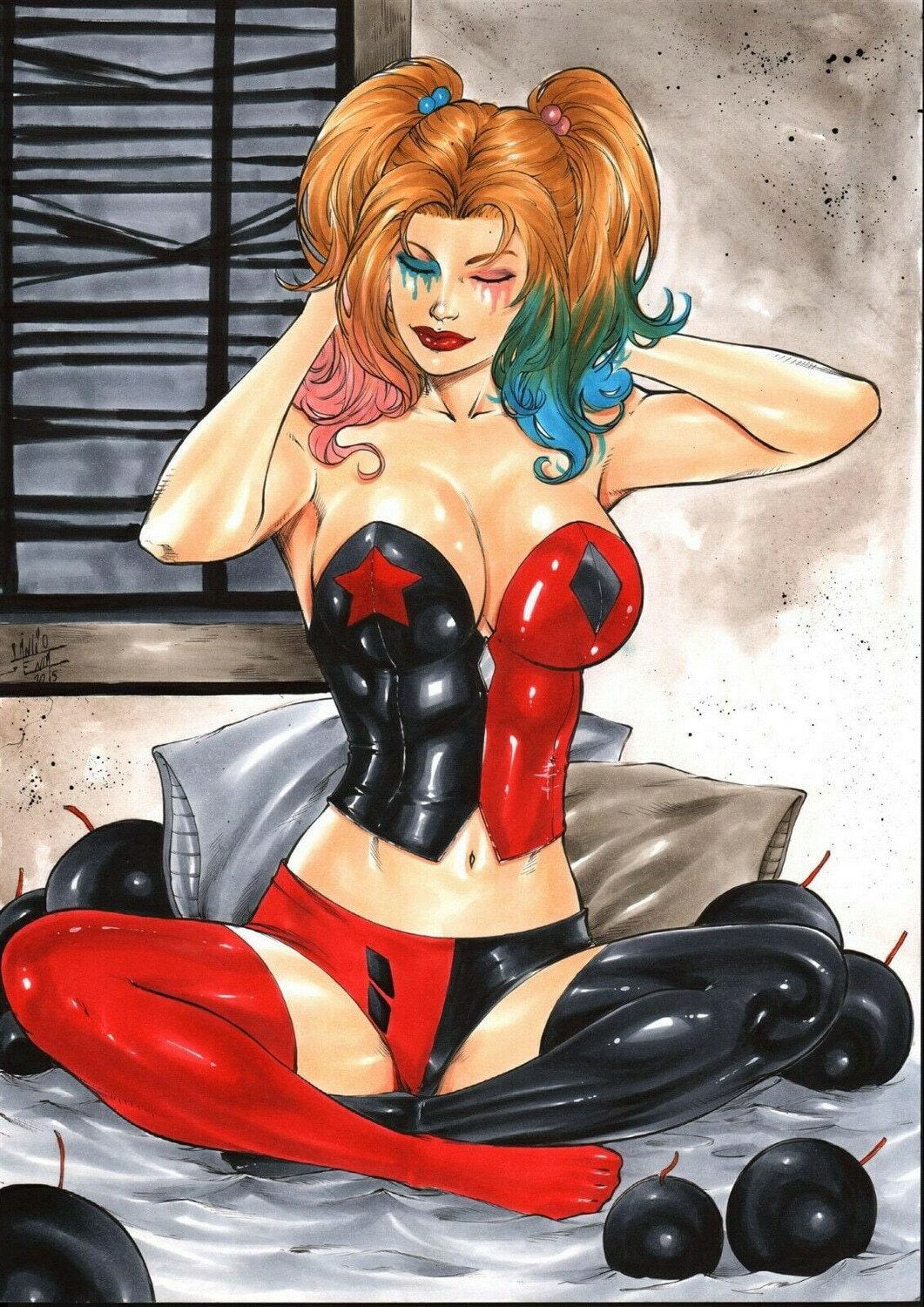 Harley Quinn and Harleen Quinzel Big Breast Blonde Stockings Busty