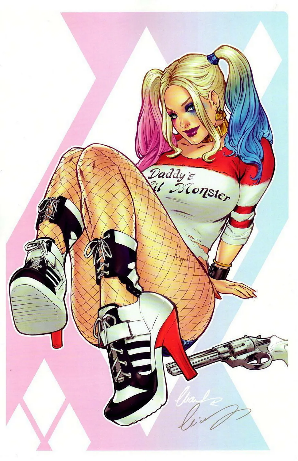 Harley Quinn and Harleen Quinzel Female Only Panties Solo Tits Heels