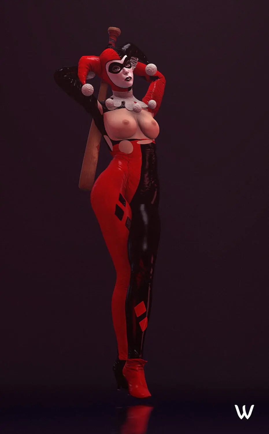 Harley Quinn and Harleen Quinzel Pussy Muscular Female Shaved Pussy