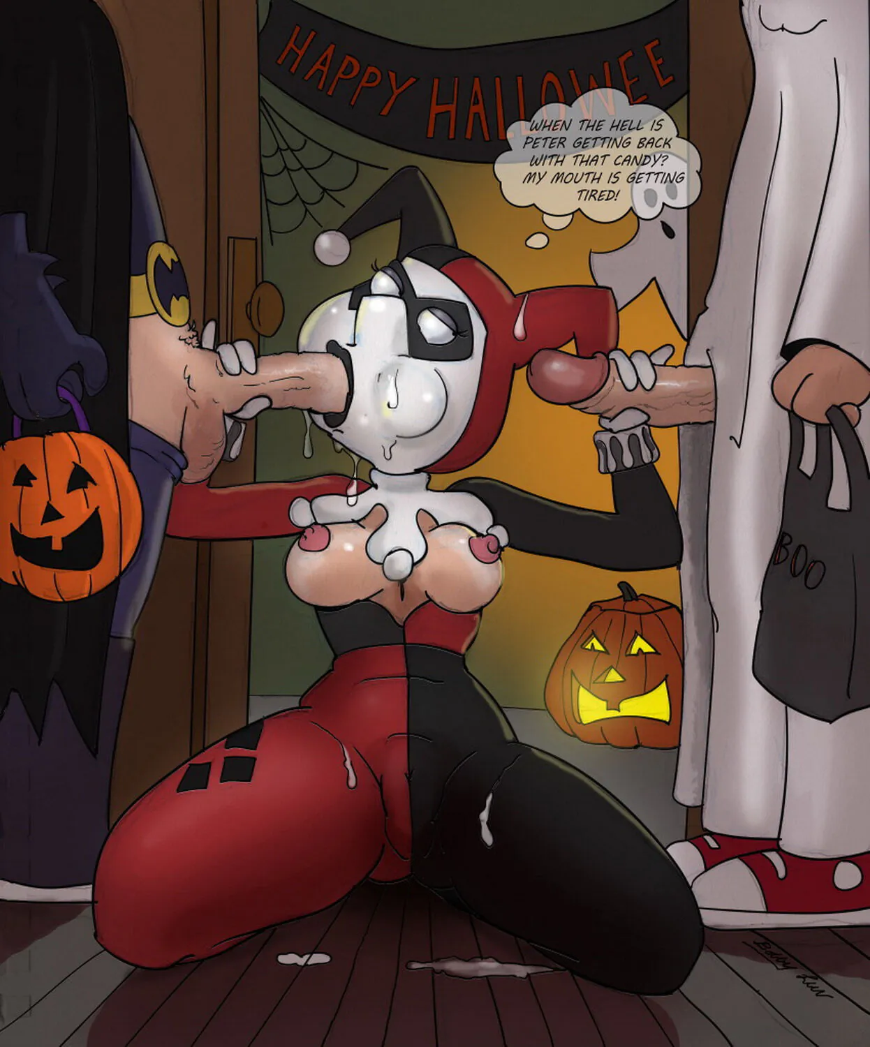 Harley Quinn Aka Lois Griffin Cum In Mouth Handjob Threesome