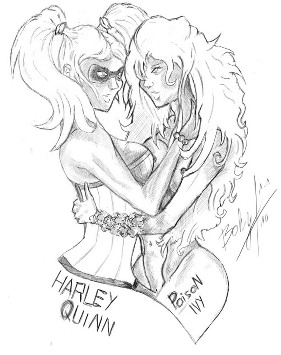 Harley Quinn and Poison Ivy Female Only Yuri R34