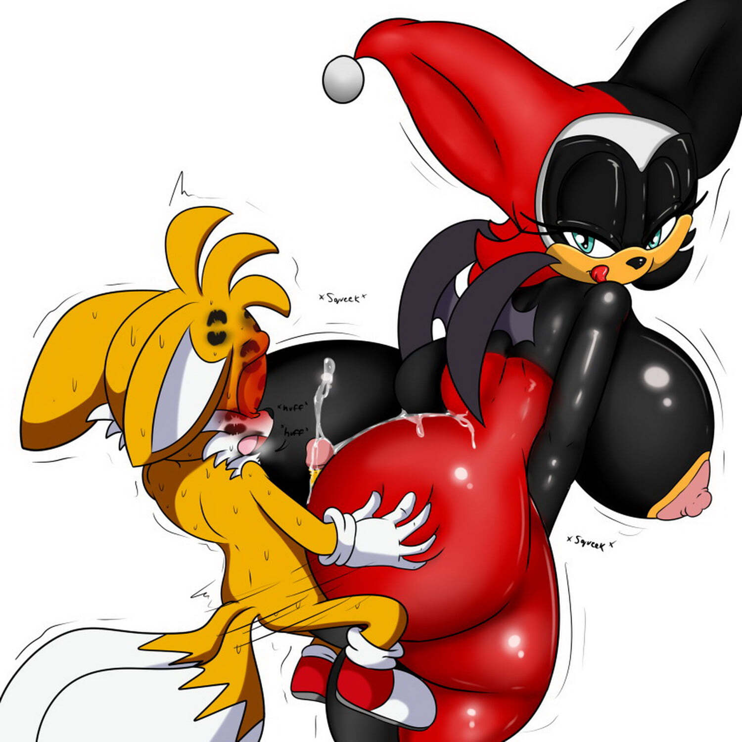 Harley Quinn and Rouge The Bat Fox Erect Nipples Penis Sex Cumshot