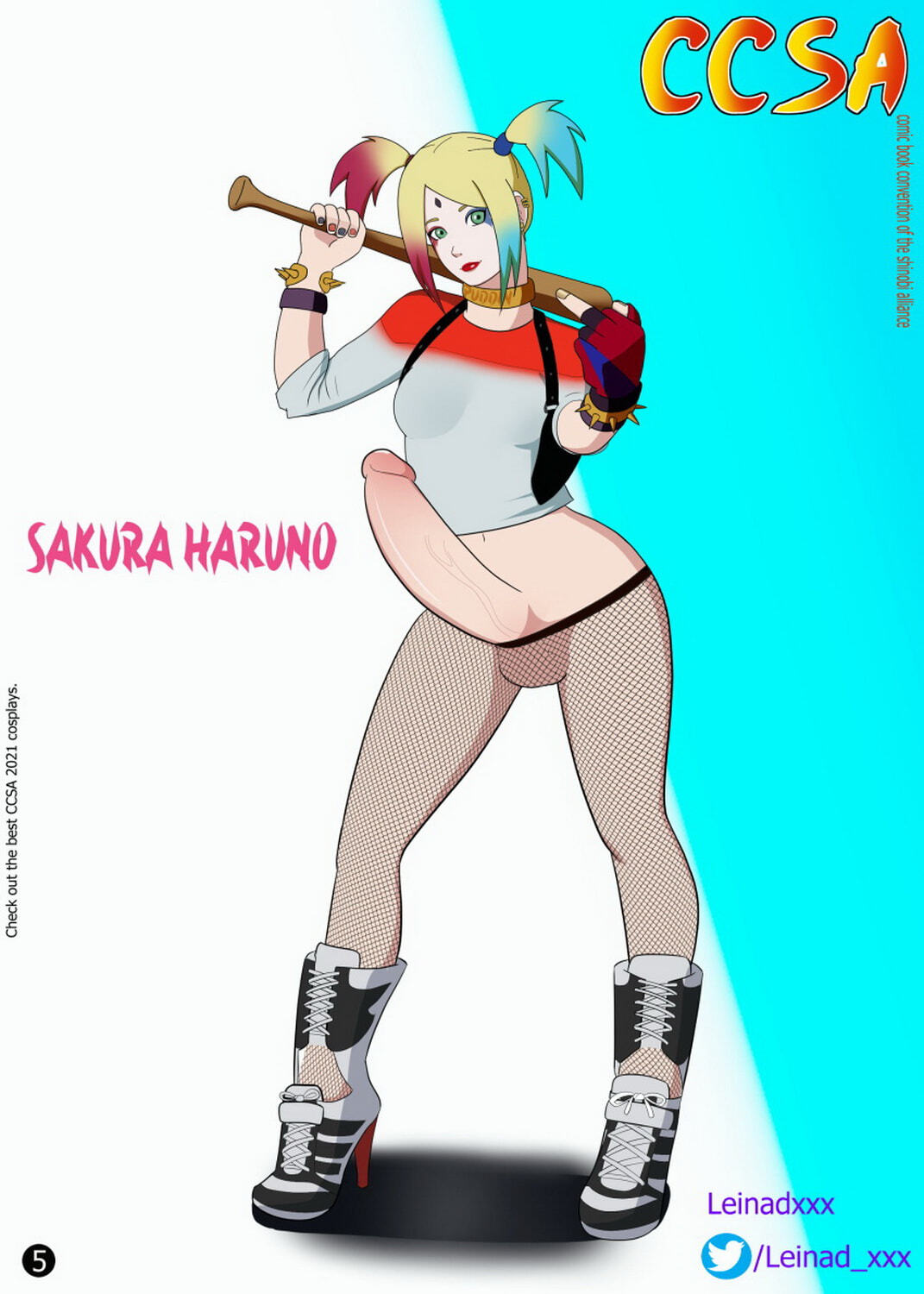 Harley Quinn and Sakura Haruno Superheroine Futa Only Penis Solo