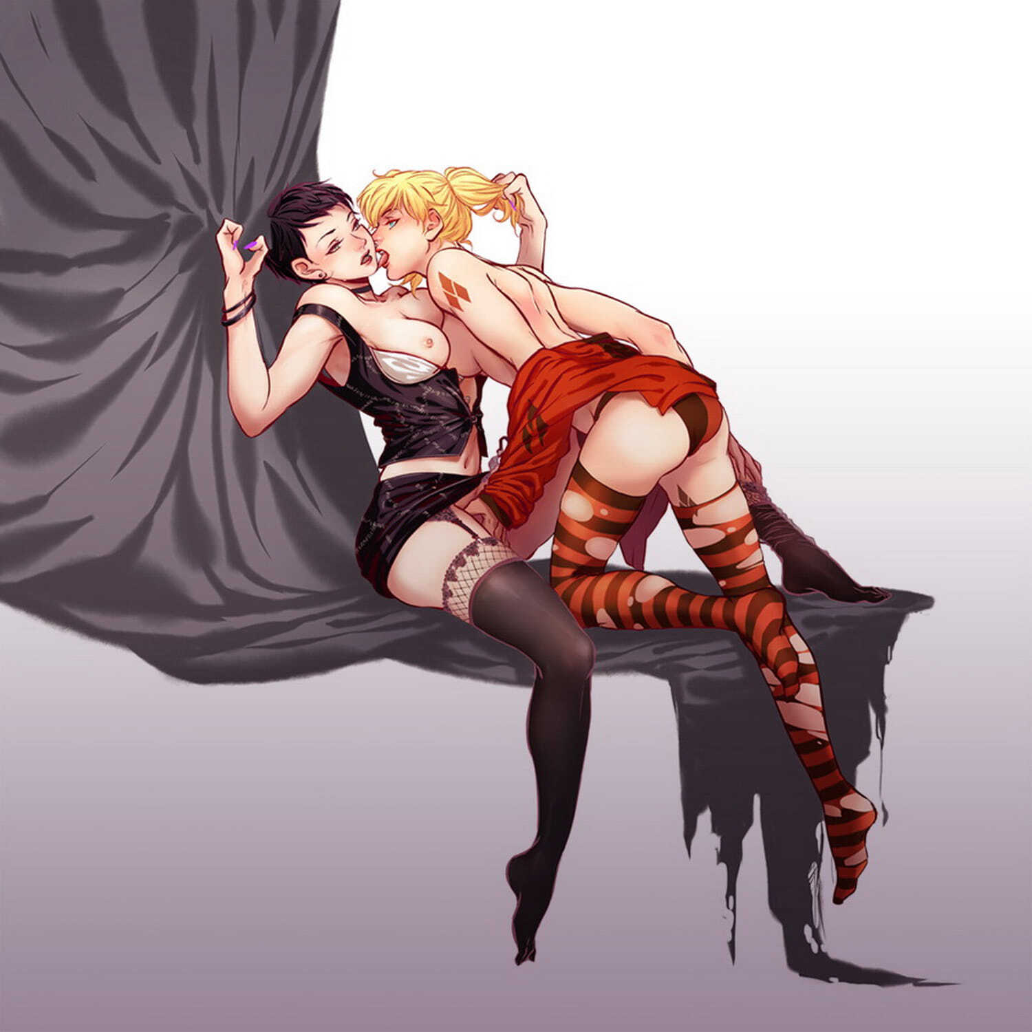 Harley Quinn and Selina Kyle Panties Underwear Licking Face Licking