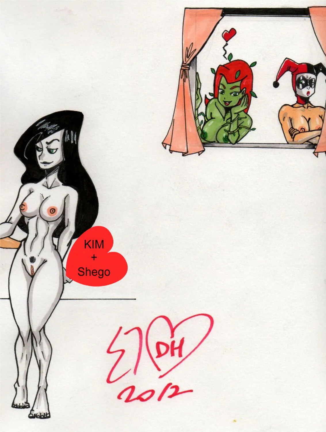 Harley Quinn and Shego Female Only Yuri Tits Nipples