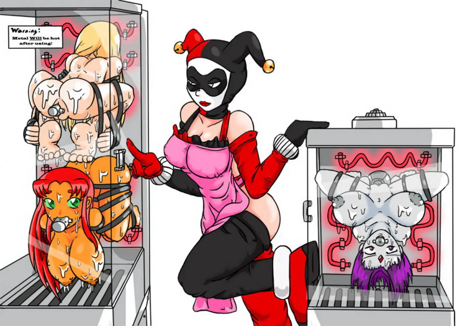 Harley Quinn and Starfire Female Only Pussy Bondage Nipples Femdom