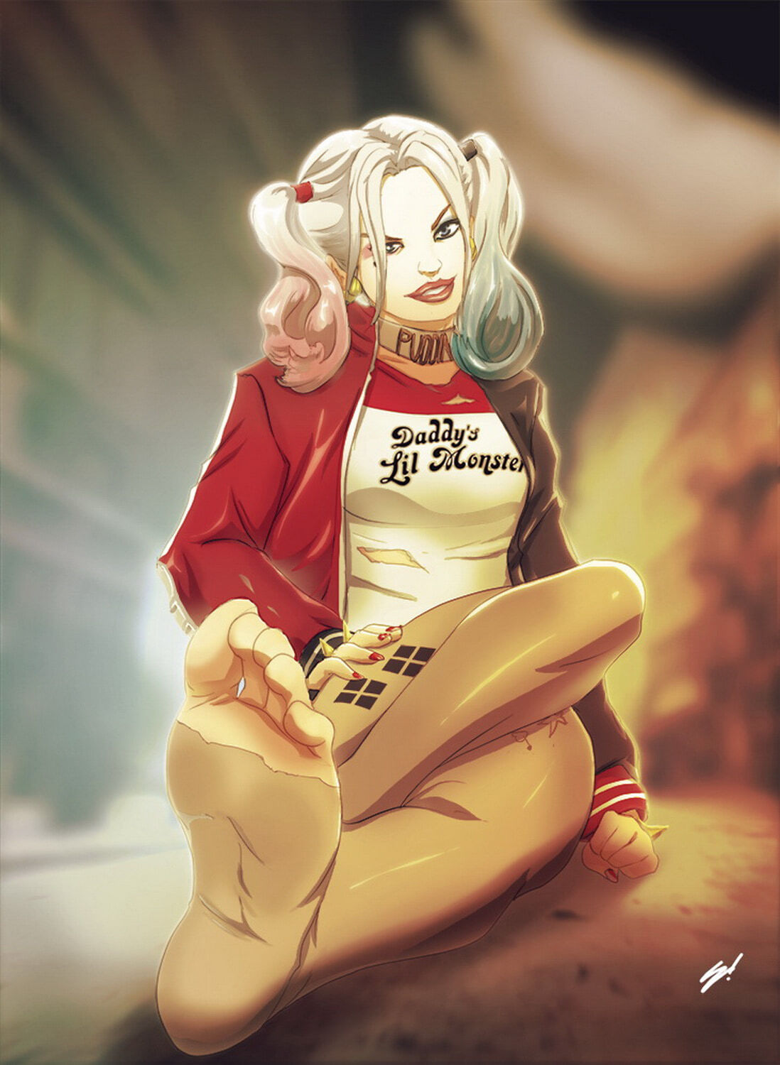 Harley Quinn Blonde Legs Feet Female Only Solo