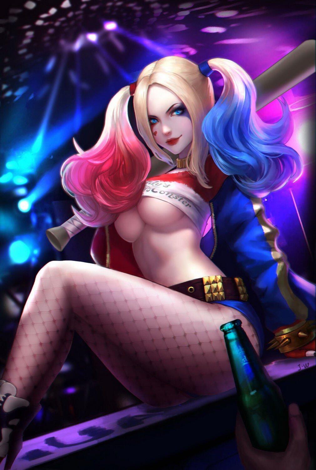 Harley Quinn Blonde Legs Lips Tits