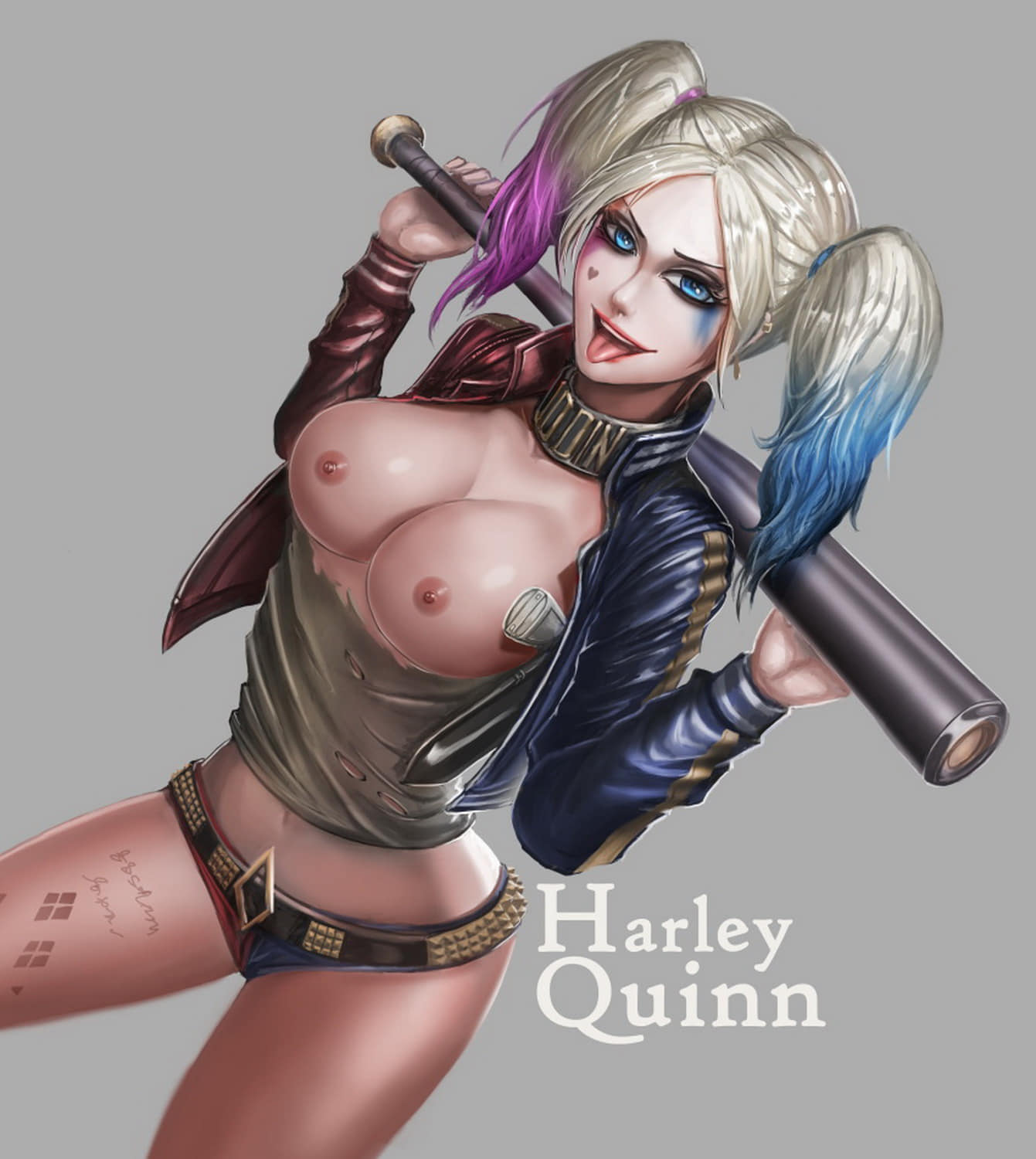 Harley Quinn Blonde Tits Nipples Solo