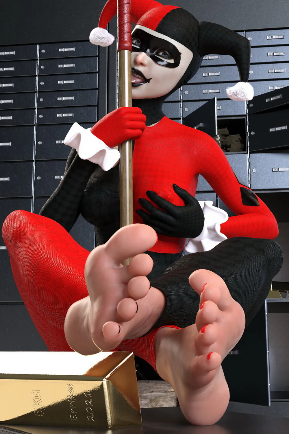 Harley Quinn Female Only Licking Grabbing Tits Foot Fetish Feet